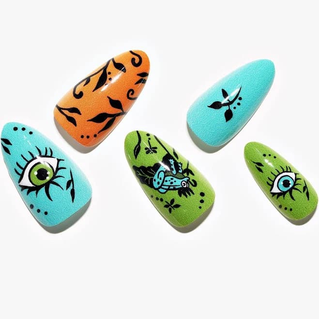 Mossy Camouflage(Handmade) Press On Nails,Reusable Nails,party press on nails,wedding nails gift,short squoval,Girl gift,Gift For Her