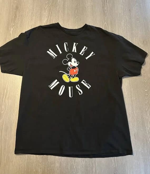 Disney Mens Tops Disney Black Mickey Mouse Graphic Comfort Short-Sleeve T-Shirt