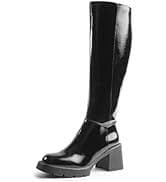 Amazon.com: Cusolemore Women Platform Black Knee High Boots with Chunky Heel, Square Toe Fashion Tall Boots with Lug Sole and Side Zipper Size 7 : Clothing, Shoes & Jewelry