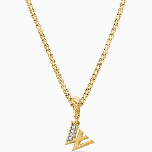 David Yurman Women's Pavé Initial Pendant in 18K Yellow Gold with Diamond