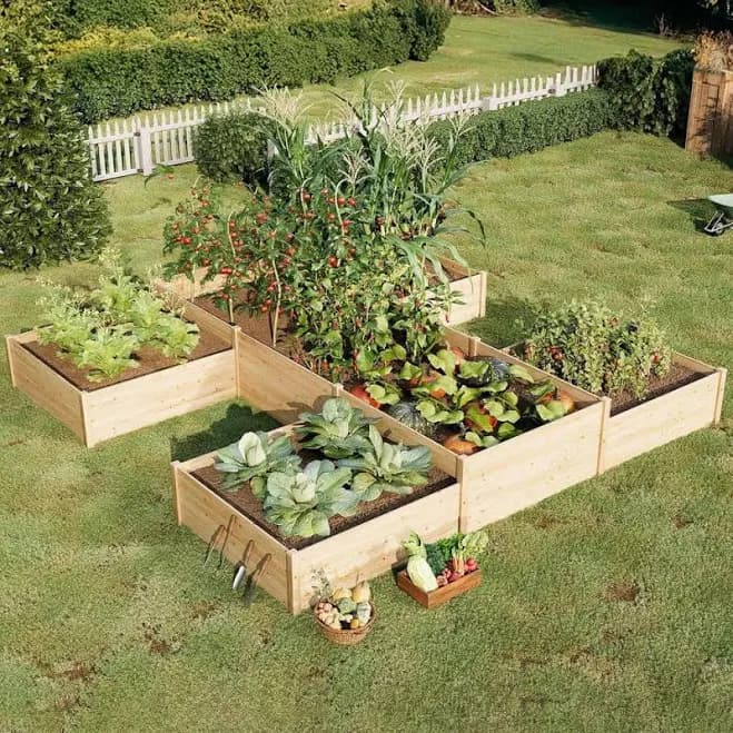 AMERLIFE 12 x 12 x 2 ft. H-Shaped Outdoor Raised Garden Bed