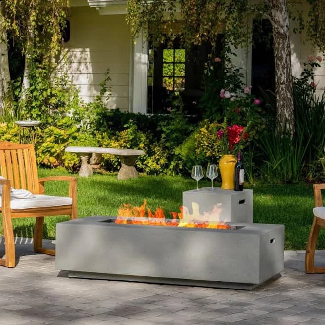 Noble House Aidan 50,000 BTU Rectangular MGO Gas Fire Pit Table