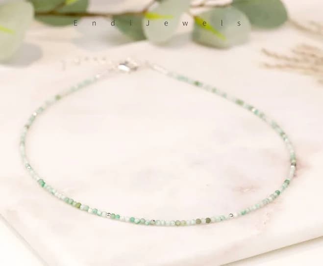 Tiny Hetian Jade Beaded Choker Necklace