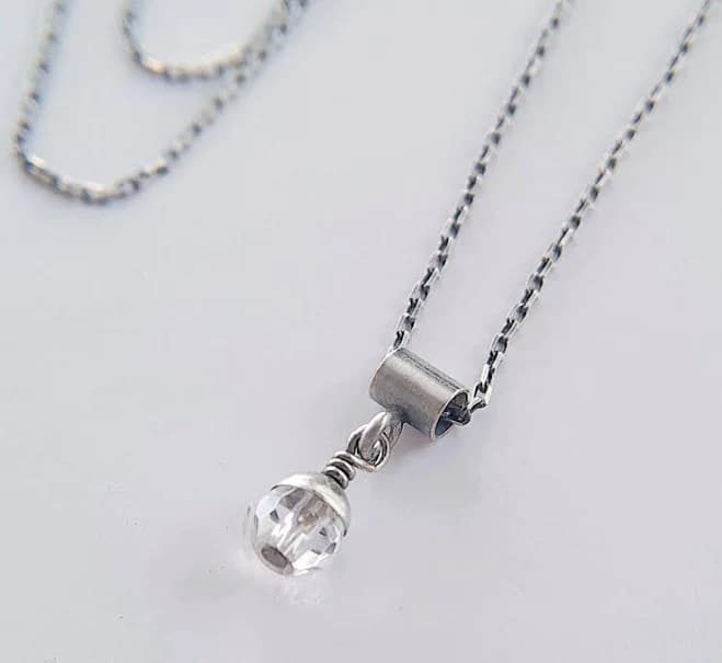 Tiny Crystal Quartz Sterling Silver Necklace