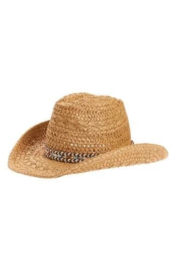 Vince Camuto Women's Straw Cowboy Hat with Novelty Trim