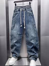 gengyuans features denim long pants a stretchy waistband - Temu Philippines