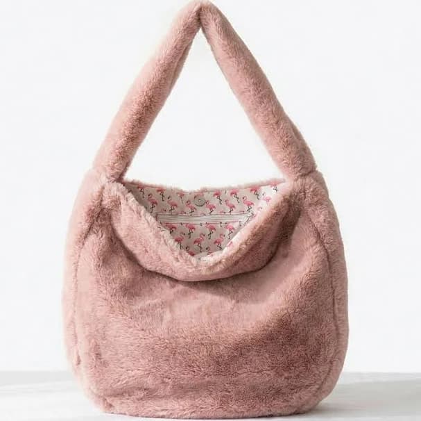Y2k Faux Fur Hobo Handbag with Zipper Pocket