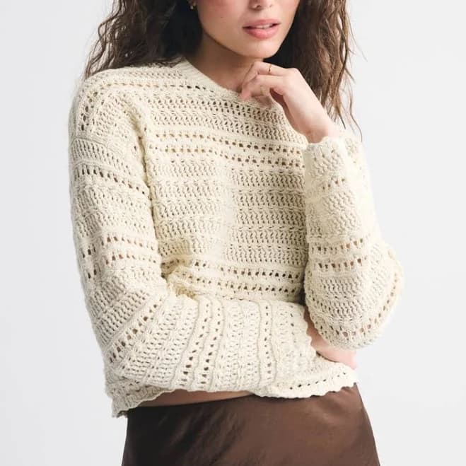 Abercrombie & Fitch Women's Textural Open-Stitch Crew Sweater