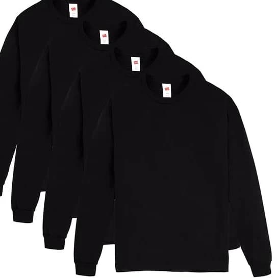 Hanes Men's Long-Sleeve T-Shirt 4-Pack