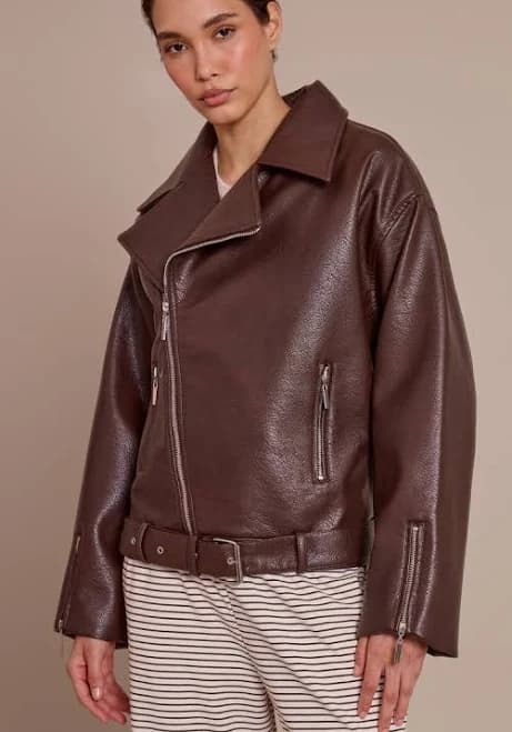 Faux Leather Oversized Biker Jacket