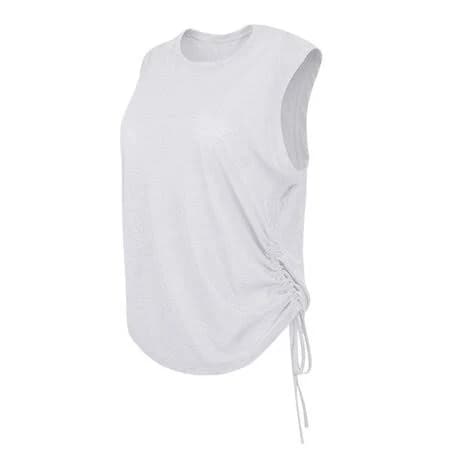 Women's Ultra-Light Sheer Slub Workout Tank Top with Drawstring