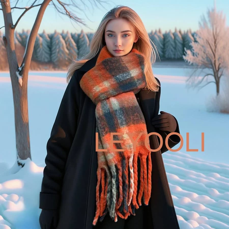 Reversible Plaid Mohair Scarf