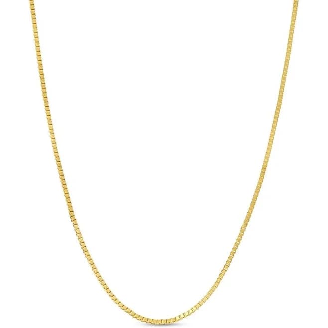 14K Gold Box Chain Necklace, 20"
