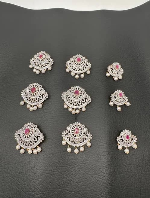 Jada Billa Diamond Finish CZ Ruby Hair Pin Set