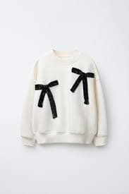 BOW AND SEQUIN SWEATSHIRT - Ecru | ZARA United States
