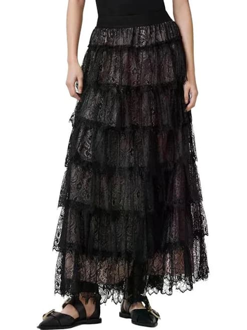 Allsaints Tiered Lace Maxi Skirt