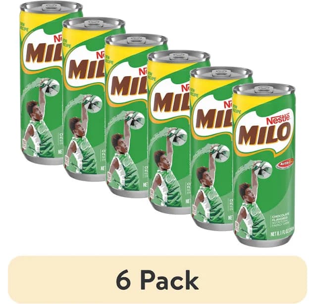 (6 pack) Nestle Milo Activ Go Instant Chocolate Flavored Nutritional Energy Drink, 8.1 fl oz, 1 Can, Size: 8 fl oz