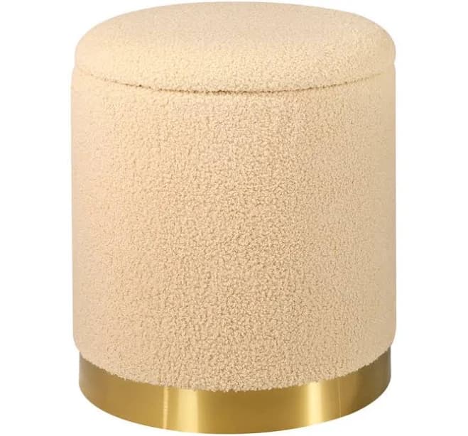 Mercer41 Teddy Fleece Round Ottoman with Storage