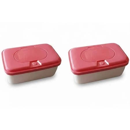 2pcs Wipes Dispenser Wipe Holder Wet Wipes Dispenser Wipes Box Case Tissue Box, Red