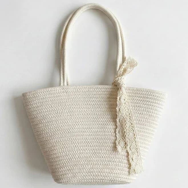 Anna-Kaci Women's Structured Silhouette Crochet Tote Bag