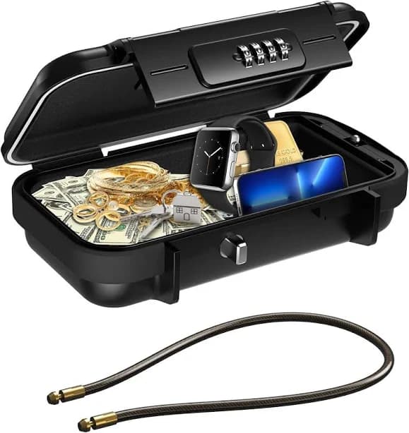 Portable Safe Box with Combination Code Security Case and Removable Chain