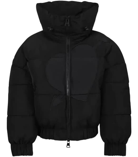 Kids' Heart-applique Puffer Jacket In Black