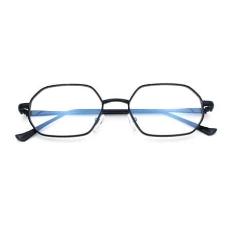 Hipster Metal Octagonal Double Bridge Blue Light Filtering Computer Glasses, Size: One size, Black