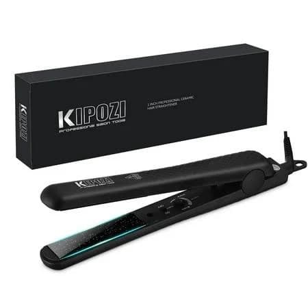 Kipozi 1 inch Flat Iron Professional Hair Straighteners Ceramic Plates Straightens & Curls Adjustable Temp Dual Voltage