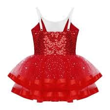 Alvivi Kids Girls Sequins Camisole Ballet Tutu Dress Ballerina Adjustable Straps Ruffle Skirted Leotard Red 14 - Walmart.com
