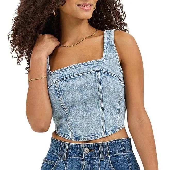 Lee Women's Sleeveless Denim Corset Top