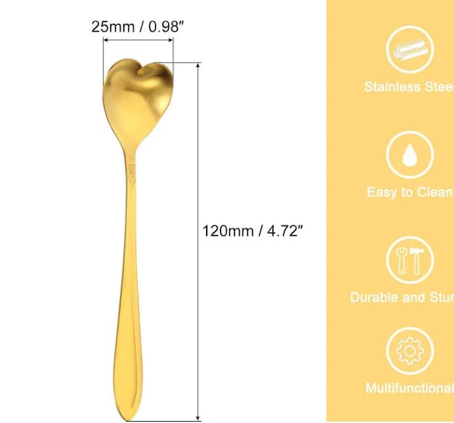 4pcs 5" Stainless Steel Heart Spoons Coffee Spoon Small Teaspoon