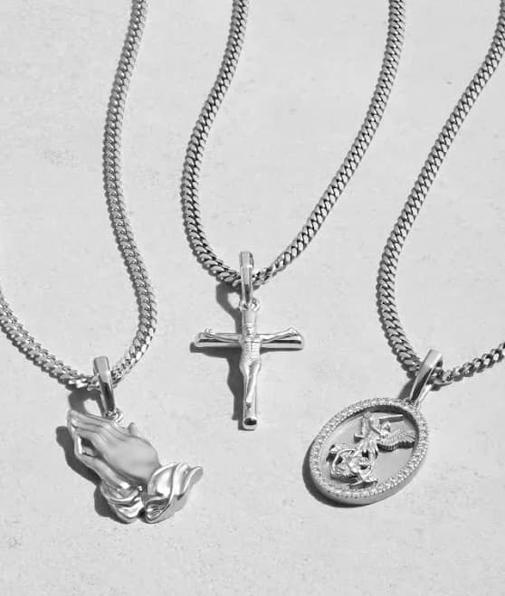 JAXXON Men's Silver Crucifix Pendant Necklace
