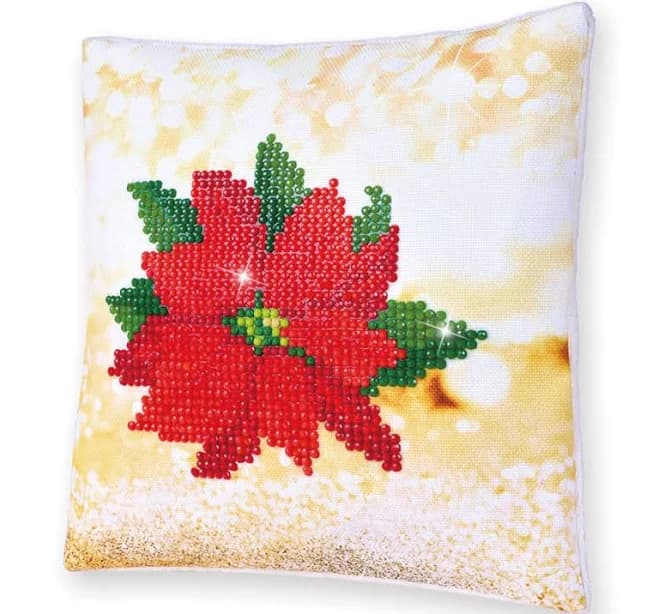 Diamond Dotz Pointsettia Pillow