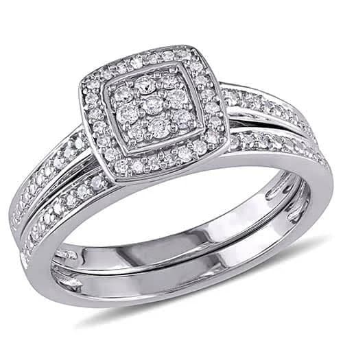 Loveblooms 1/4ctw. Diamond Bridal Ring Set in Silver