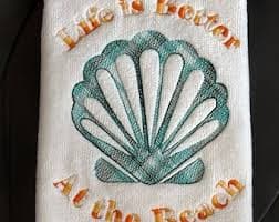 Seashells Velour Hand Fingertip Towel, Luxury Beach House Fingertip Bathroom Decor - Etsy