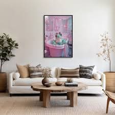 Amazon.com: Charming Frog Bathtub Wall Art Poster Cute Pink Flower Frog Posters Pastel Tile Decor for Powder Room Whimsical Decor24x36inch black framed: Posters & Prints