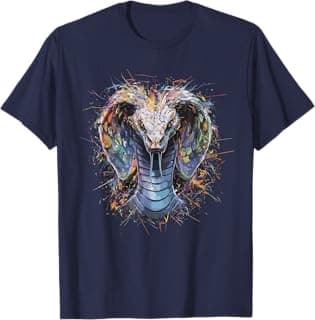Colorful Paint Splash Menacing Cobra Snake Art Graphic T-Shirt