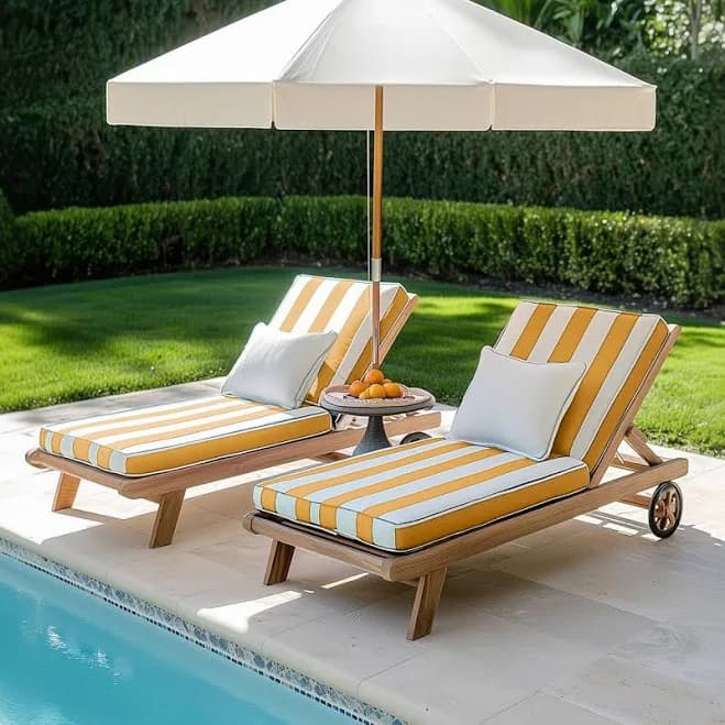 Lena Waterproof Yellow White Stripe Custom Bench Cushion Sofa Cushion Bench Chair Pads Outdoor Patio Furniture Cushion Yellow White Stripe