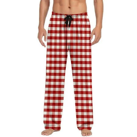 Men's Loose Fit Elastic Waist Plaid Pajama Pants