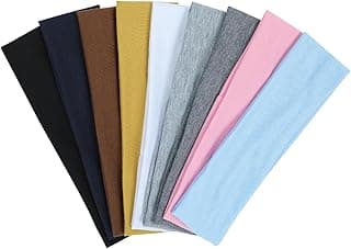 9Pcs Headbands for women Non Slip Headband, Soft Elastic Hair Bands for Women's Hair, Fashion Cotton Cloth Stretchy Sweat Bands Headbands for Sports, Makeup, Gym, Running, Yoga, Workout (9Colors-A)