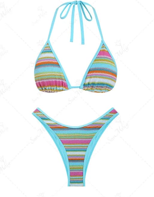 Seamolly Triangle Halter Tied Bikini Set