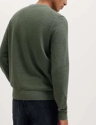Marks & Spencer Pure Cotton Textured Crew Neck Sweater