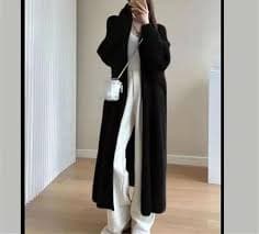 Woman Winter Solid Knit Cardigan Vintage Loose Long Fashion Thick Sweater Warm Jacket Black S at Amazon Women's Clothing store