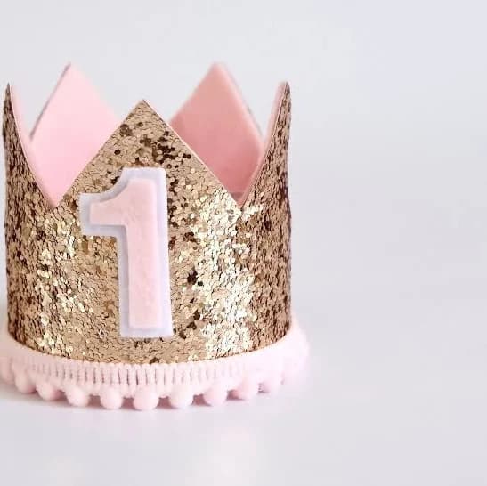 Gold Pink Birthday Crown | Glitter Crown | First Birthday | Birthday Party Crown | Party Hat | Cake Smash