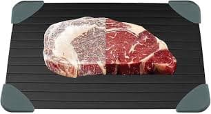 F FABOBJECTS® Defrosting Tray - Aluminum Defrosting Tray for Meat | Food Board with 4 Rubber Pads Rapid and Safer Way of Thawing Food Large Size Defroster : Amazon.in: Home & Kitchen