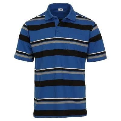 Gioberti Men's Multiple Stripe Polo Shirt with Pocket