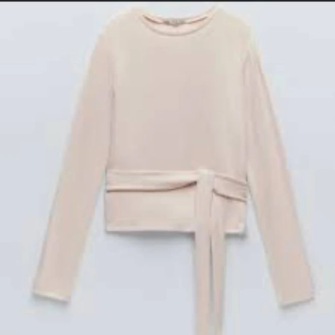 Zara Sweaters | Zara Tie Front Crewneck Sweater | Color: Pink | Size: S | Fieryenglish's Closet