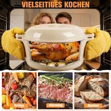 NSIRONS 2 in 1 Enameled Cast Iron Saucepan, 26 cm, Bread Pan, Casserole Pan with Lid for All Types of Cookers, Hamburg Dispenser (White) : Amazon.com.be: Home & Kitchen