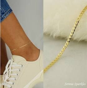 10K Solid Gold Minimalist Curb Chain Anklet