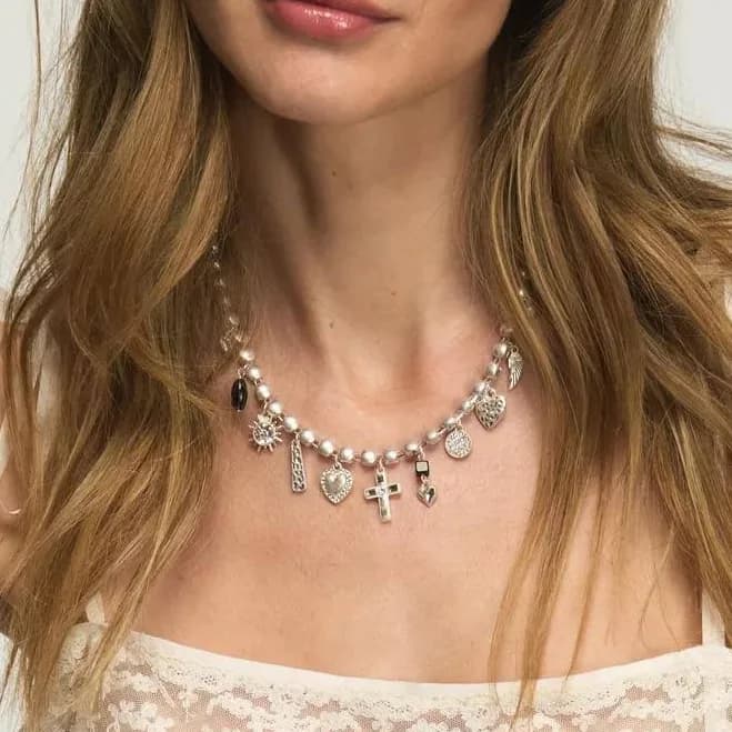 Lucky Brand Women's Silver Charm Necklace